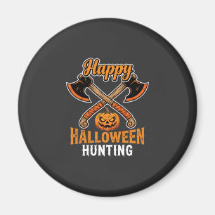 Halloween Hunting Crossed Axes Jack O Lantern Magnet
