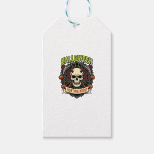 Halloween Hunting Night Horned Skull Roses Pumpkin Gift Tags