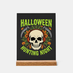 Halloween Hunting Night Skull Scythe Vector Design Acrylic Sign