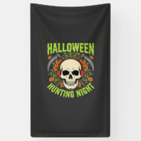 Halloween Hunting Night Skull Scythe Vector Design