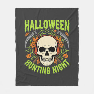 Halloween Hunting Night Skull Scythe Vector Design Fleece Blanket