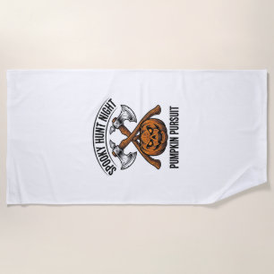 Halloween Hunting Shirt With Pumpkin Axes_1 Beach Towel