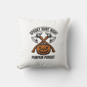 Halloween Hunting Shirt With Pumpkin Axes_1 Throw Pillow