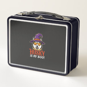 Halloween Husky Is My Boo Witch Hat Metal Lunch Box