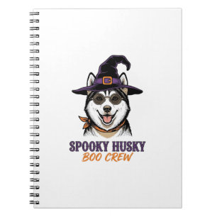 Halloween Husky Shirt Witch Dog Vintage Graphic Notebook