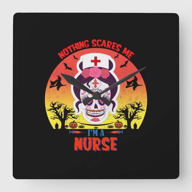 Halloween I Am A Nurse Square Wall Clock (Front)