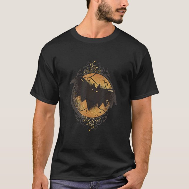 Halloween I Bat Night Moon Horror Scary Evil T-Shirt (Front)