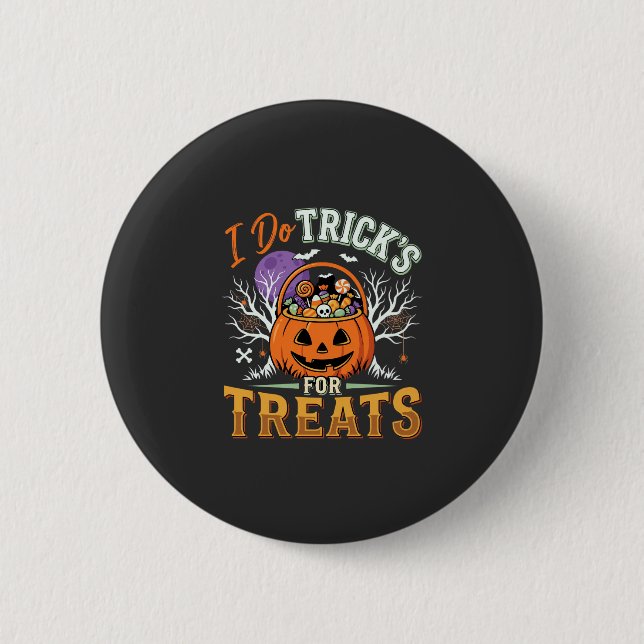 Halloween I Do Tricks for Treats Pumpkin 2 Inch Round Button (Front)