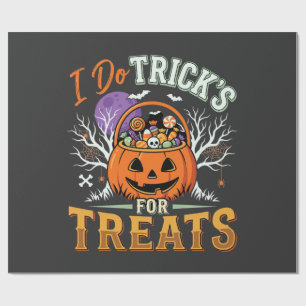 Halloween I Do Tricks for Treats Pumpkin Wrapping Paper