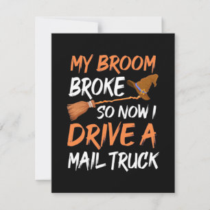 Halloween I Drive A Mail Truck Thank You Card