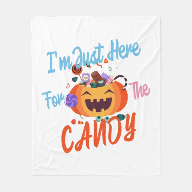 Halloween I m Just Here For The Boos Fleece Blanket (Front)