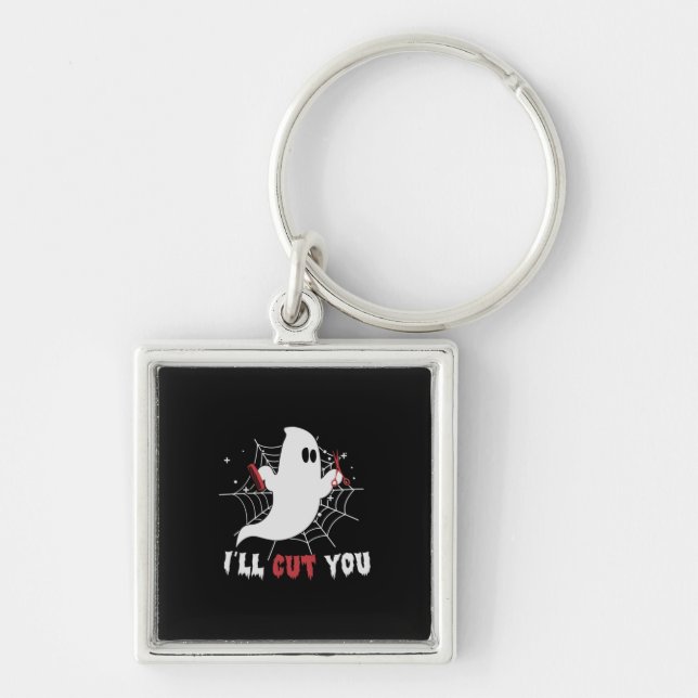 Halloween I Will Cut You Birthday Keychain (Front)