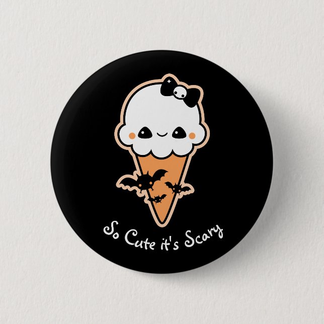 Halloween Ice Cream Cone with Bats 2 Inch Round Button (Front)