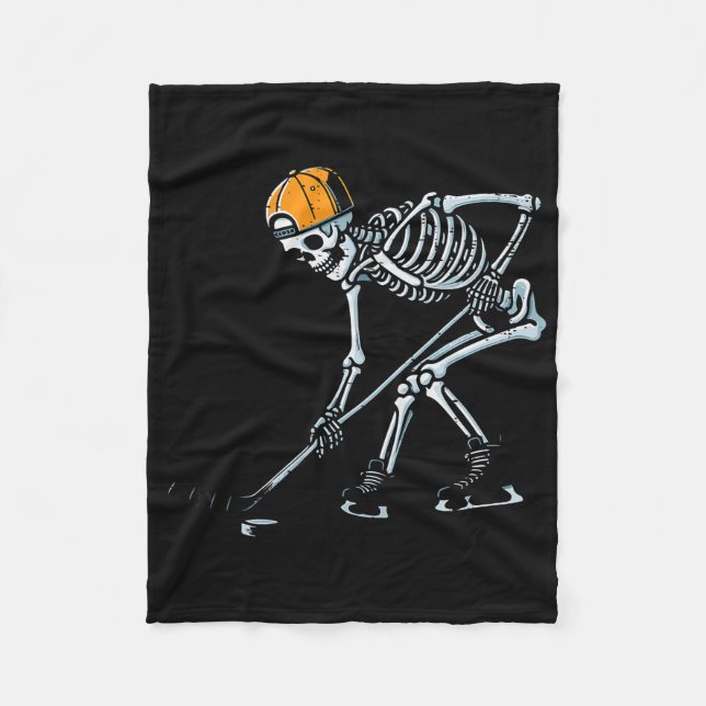 Halloween Ice Hockey Skeleton Costume Boys Kids Yo Fleece Blanket (Front)