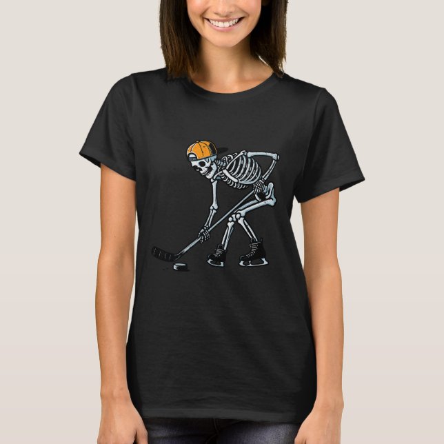 Halloween Ice Hockey Skeleton Costume Boys Kids Yo T-Shirt (Front)