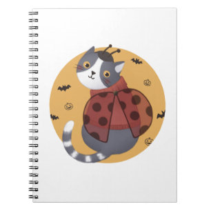 Halloween Illustration: Ladybug Cat Notebook