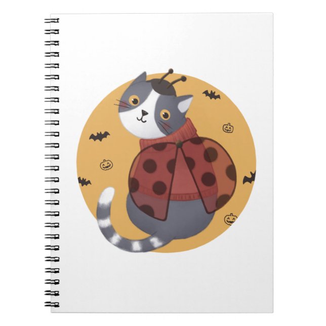 Halloween Illustration: Ladybug Cat Notebook (Front)