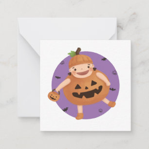 Halloween Illustration: Pumpkin Girl Card