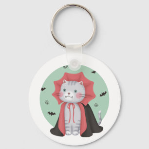 Halloween Illustration: Vampire Cat Keychain