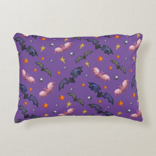 Halloween illustration with bats and stars tote ba accent pillow
