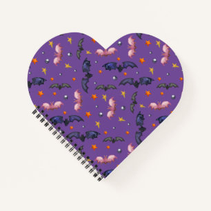 Halloween illustration with bats and stars tote ba notebook