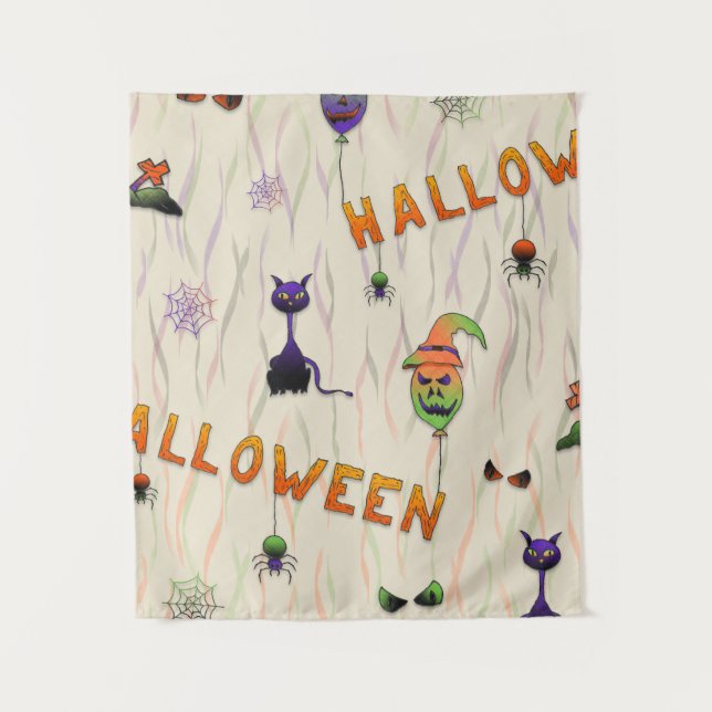 Halloween Illustrations Tapestry (Front)