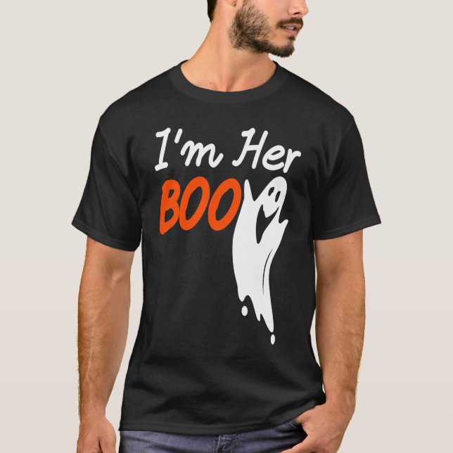 Halloween I'm Her Boo I'm His Witch Matching Coupl T-Shirt (Front)