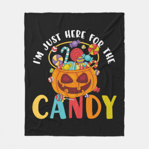 Halloween I'm Just Here for the Candy Fleece Blanket