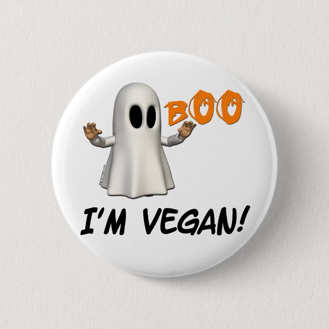 Halloween I'm Vegan 2 Inch Round Button (Front)