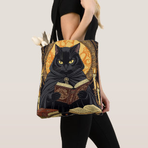 Halloween In Hardback A Cat Reading Books Tote Bag
