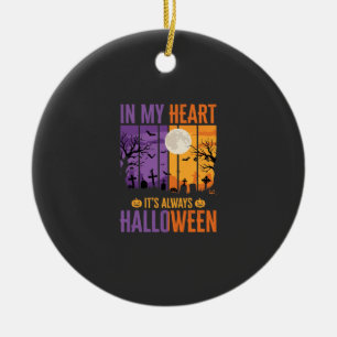 Halloween In My Heart Spooky Cemetery Ceramic Ornament