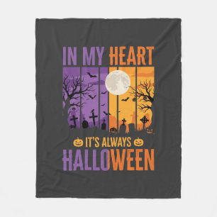 Halloween In My Heart Spooky Cemetery Fleece Blanket