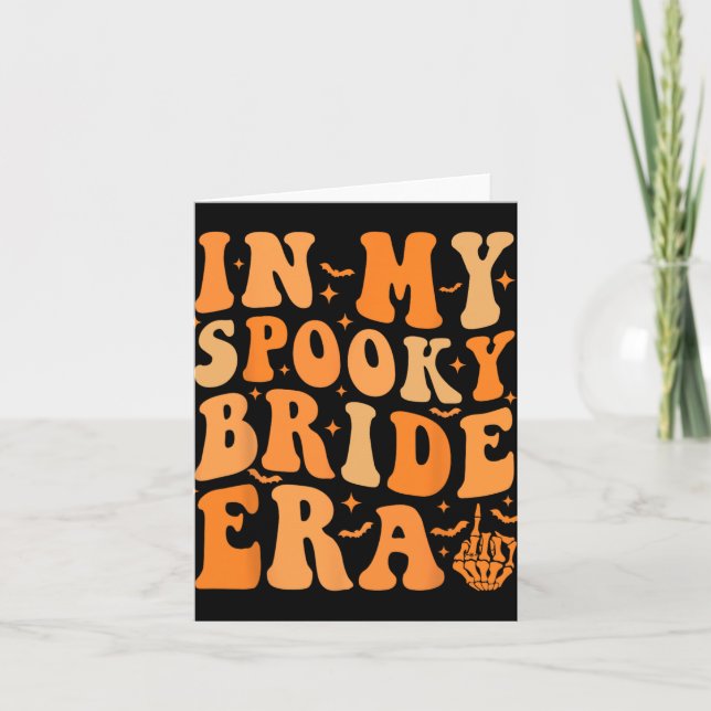 Halloween In My Spooky Bride Era Groovy Wedding Ba Card (Front)