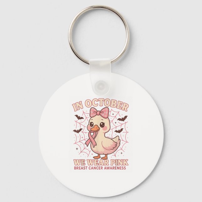 Halloween In October We Wear Nk Breast Cancer Awar Keychain (Front)