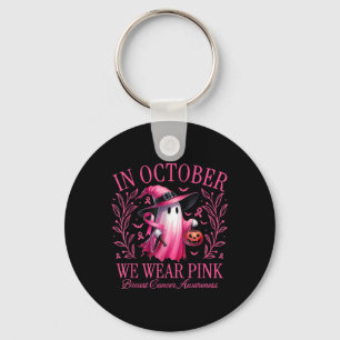 Halloween In October We Wear Pink Breast Cancer Aw Keychain