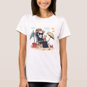 Halloween in Summer – Grim Reaper on the Beach T-Shirt