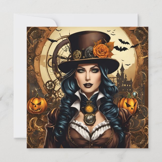 Halloween in the steampunk style invitation (Front)