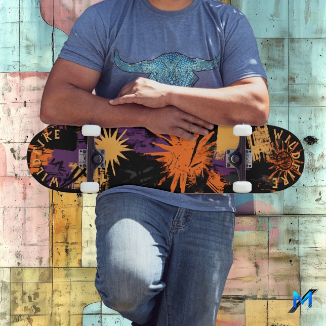 Halloween-Inspired Graffiti with Sunburst Patterns Skateboard (Creator Uploaded)