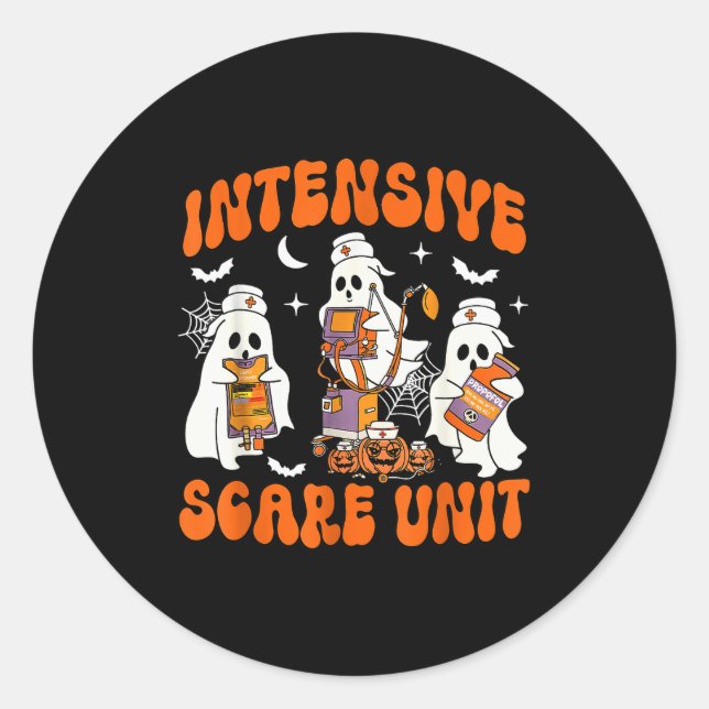 Halloween Intensive Care E Unit Ghost Nurse Icu Nu Classic Round Sticker (Front)