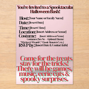 Halloween invitation Acrylic Invitation