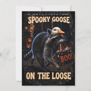 Halloween Invitation Card - Raccoon stole candy