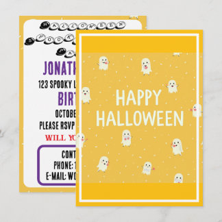 Halloween Invitation Card with cute Ghosts!