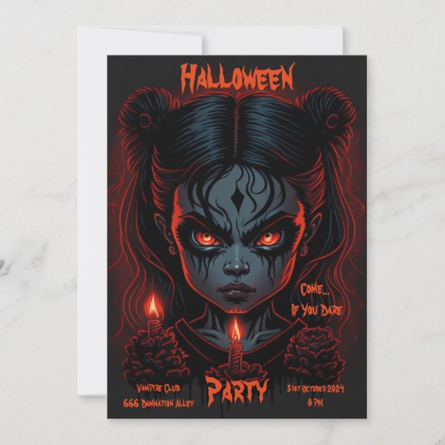 Halloween Invitation - Creepy Girl (Front)