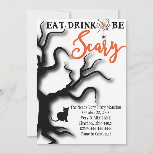 Halloween Invitation Eat, Drink, & Be Scary! (Front)