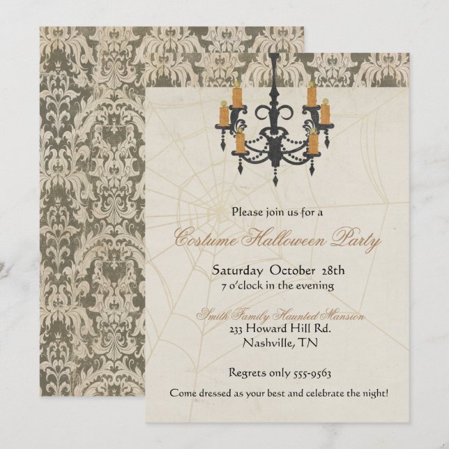 Halloween Invitation Spooky Chandelier (Front/Back)