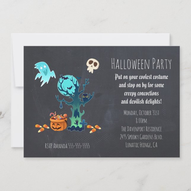 Halloween Invitation- Spooky Scene With Candy Invitation (Front)