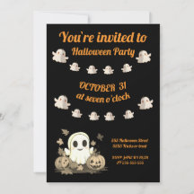Halloween invitation with cute ghost