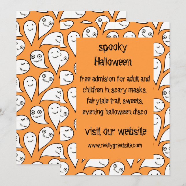 Halloween invitation with ghost (Front/Back)