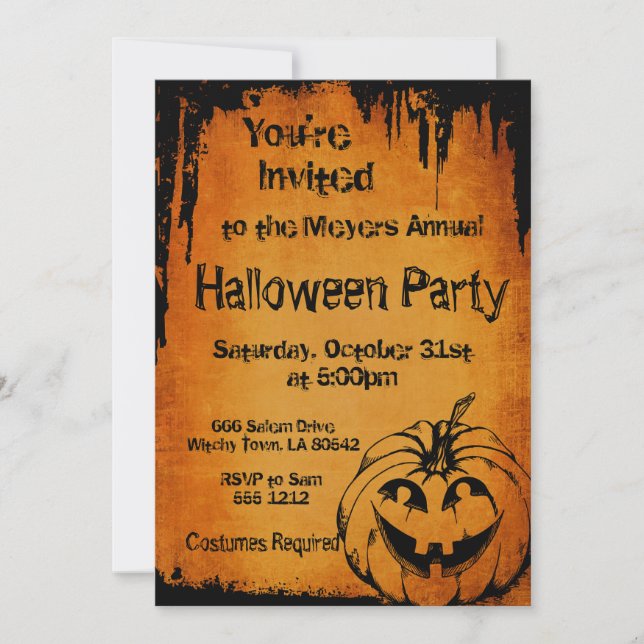 Halloween Invitation with Pumpkin (Front)