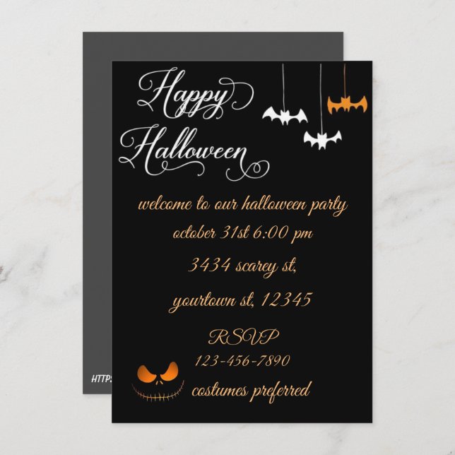 Halloween Invitation write your text (Front/Back)